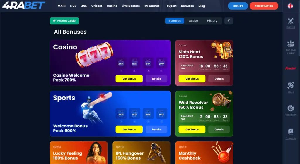 4RaBet Casino Bonuses