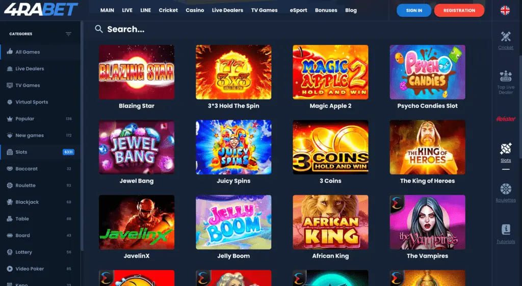 4RaBet Casino Games
