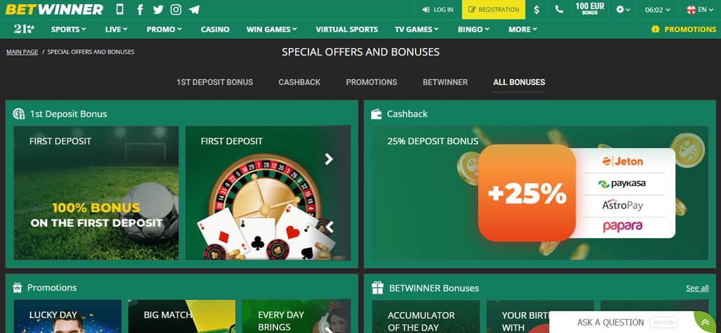 BetWinner Casino Bonuses