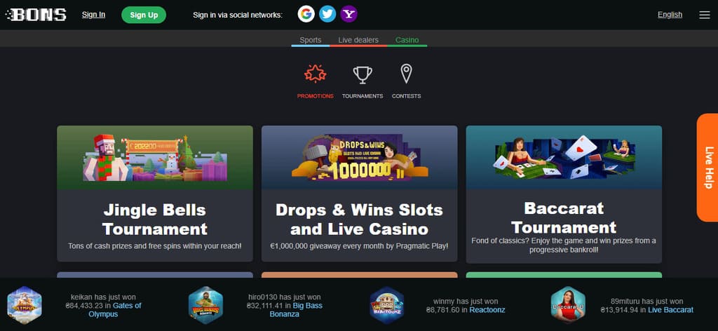 Bons Casino Bonuses