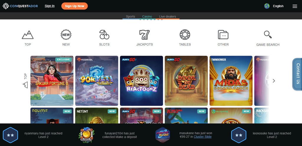 Conquestador Casino Games