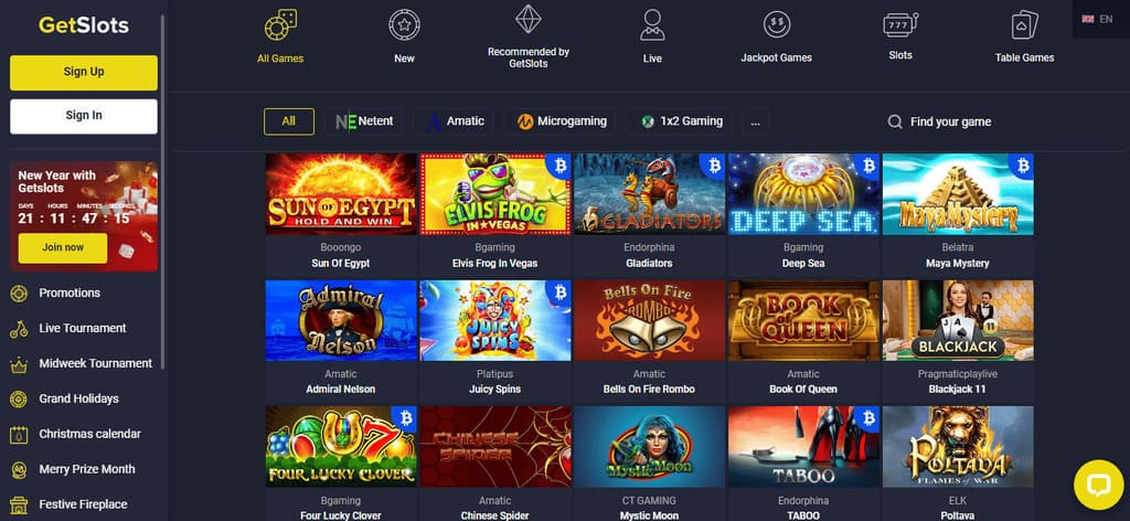 GetSlots Casino Games