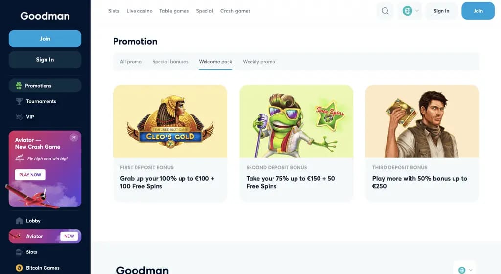 Goodman Casino Bonuses