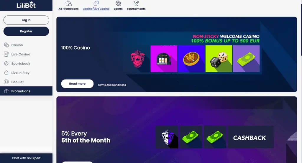 Lilibet Casino Bonuses