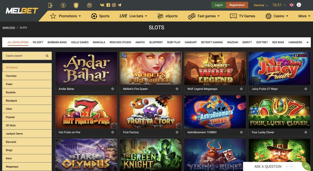 Melbet Casino Games