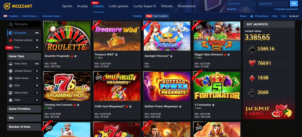 Mozzart Casino Games