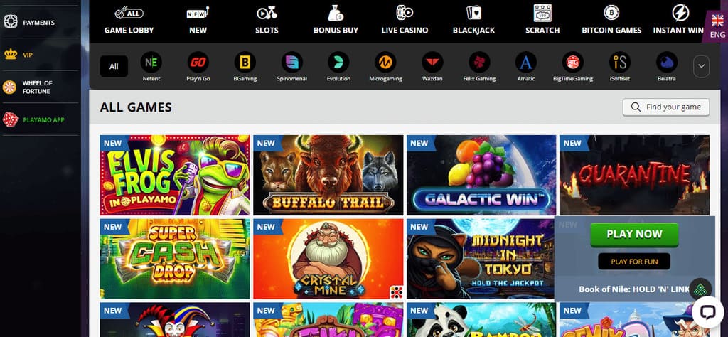 Playamo Casino Games