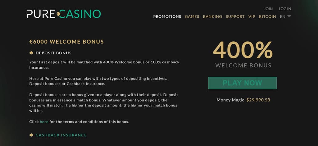 Pure Casino Bonuses