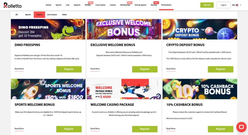 Rolletto Casino Bonuses