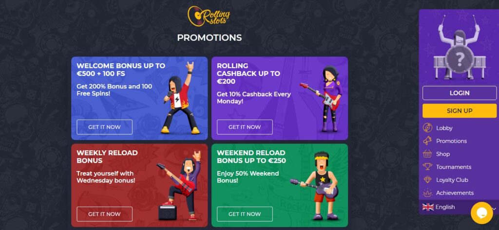 Rolling Slots Casino Bonuses