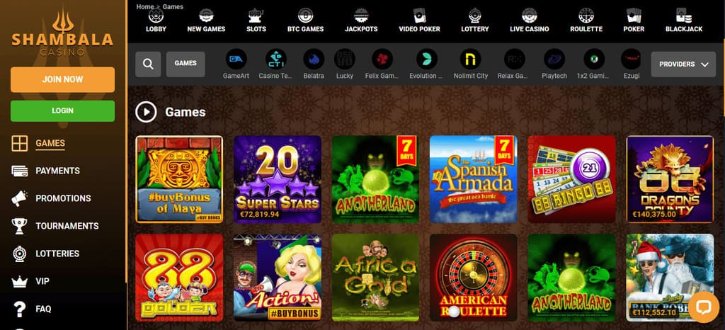 Shambala Casino Games