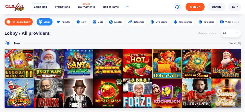 Vulkan Vegas Casino Games