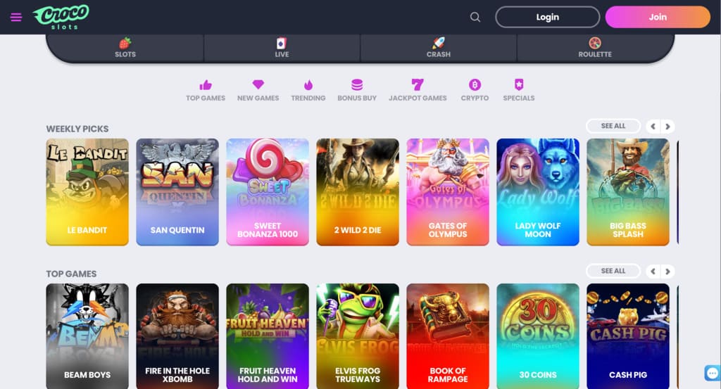 Crocoslots Casino Games