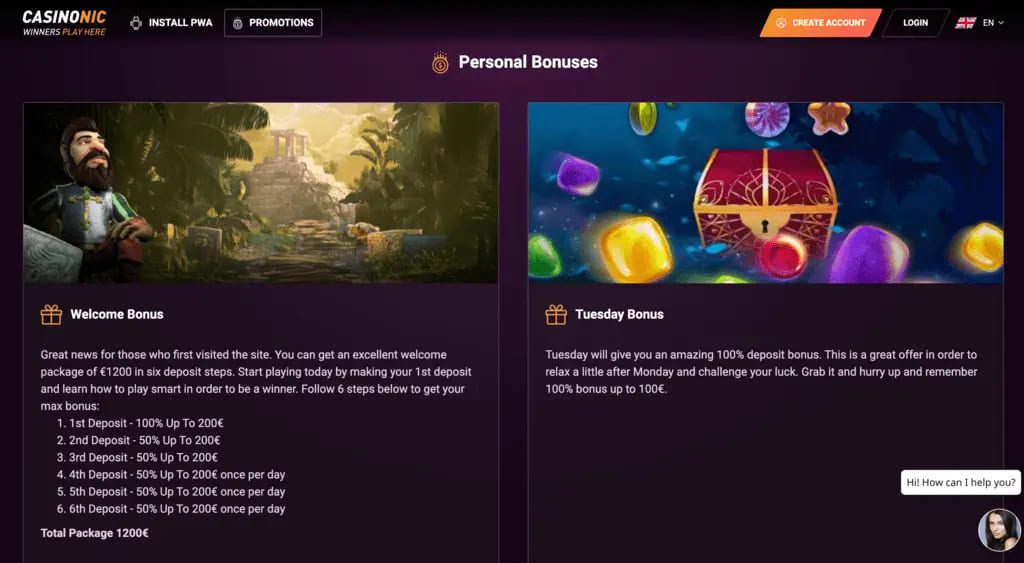Casinonic Bonuses