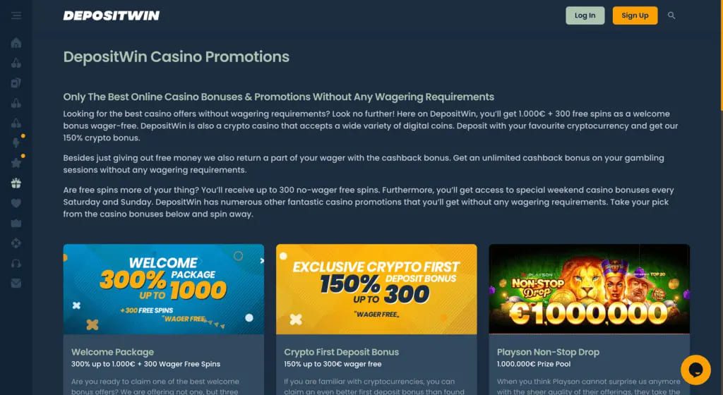 DepositWin Casino Bonuses