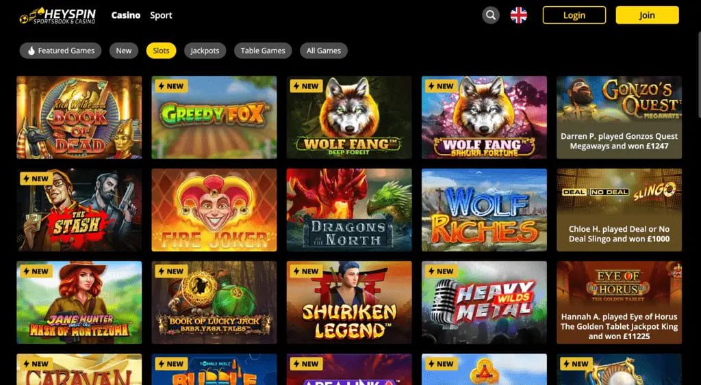 HeySpin Casino Games