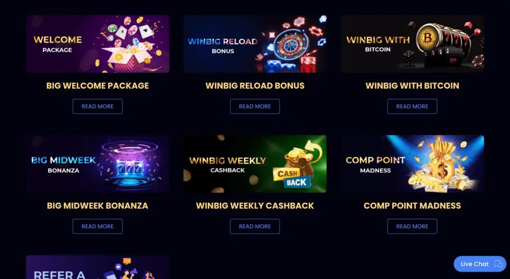 WinBig21 Casino Bonuses