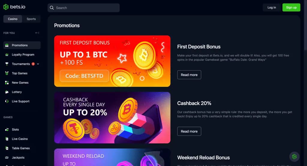 Bets.io Casino Bonuses