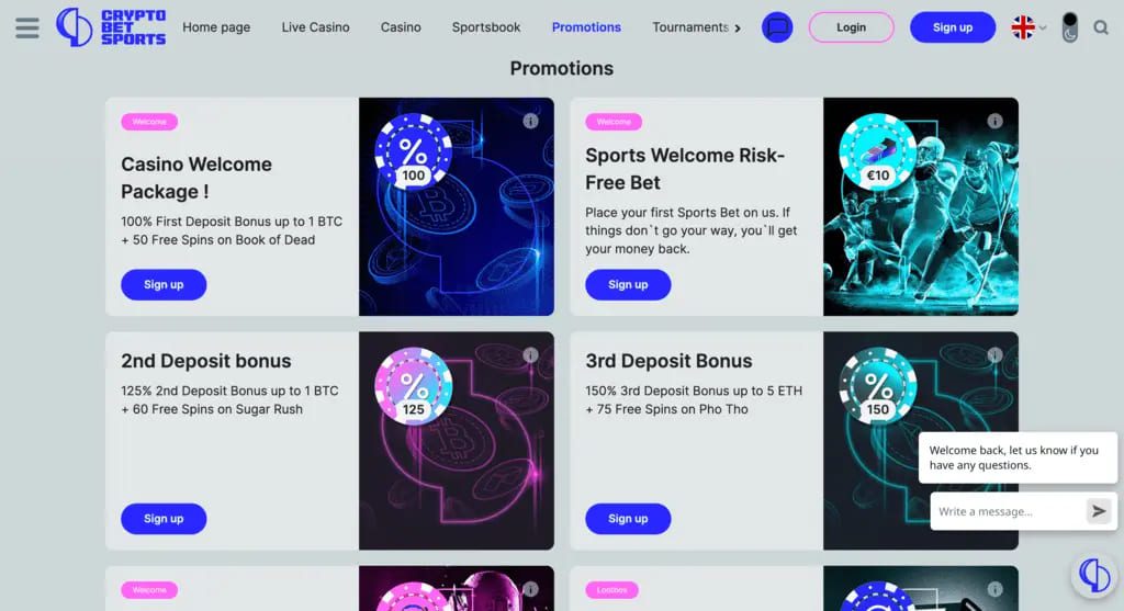 CryptoBetSports Casino Bonuses