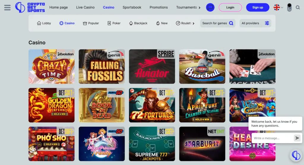 CryptoBetSports Casino Games