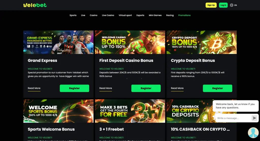 Velobet Casino Bonuses