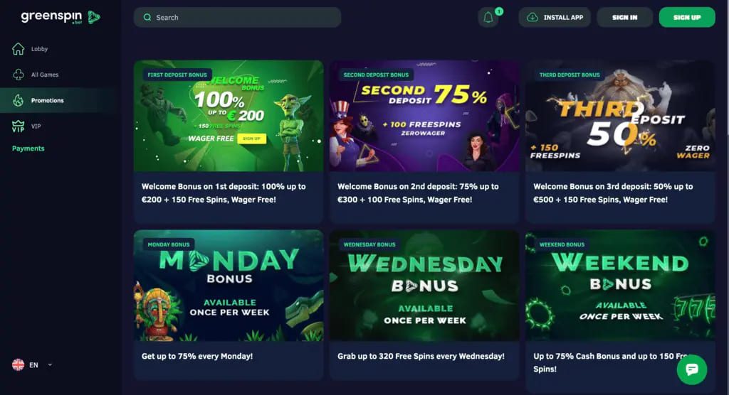 Greenspin Casino Bonuses