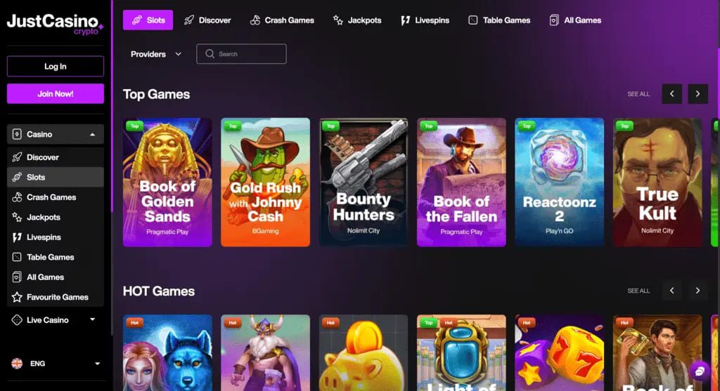 JustCasino.io Games