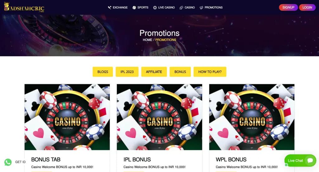 Badshahcric Casino Bonuses