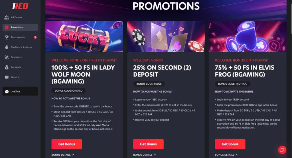 1Red Casino Bonuses