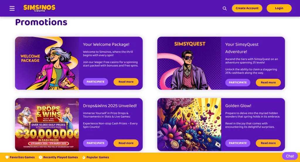 Simsinos Casino Bonuses
