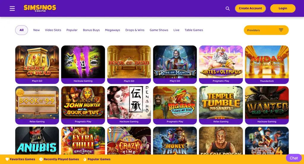 Simsinos Casino Games