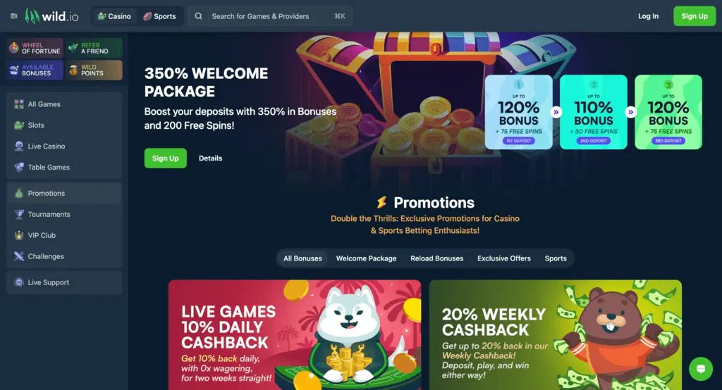 Wild.io Casino Bonuses