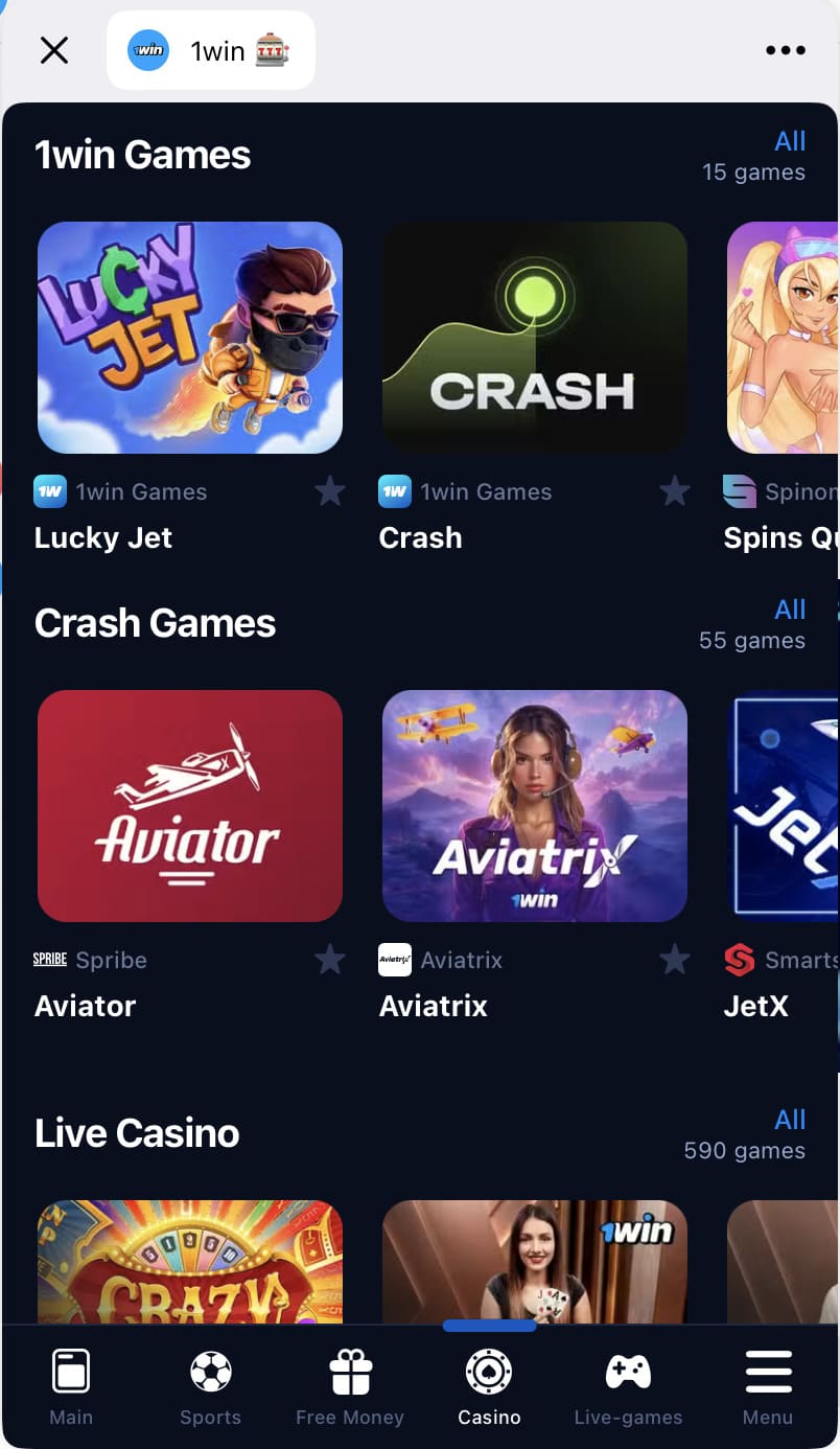 1win Telegram Casino Games