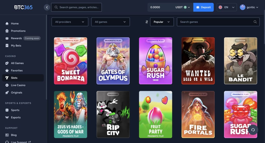 BTC365 Casino Games