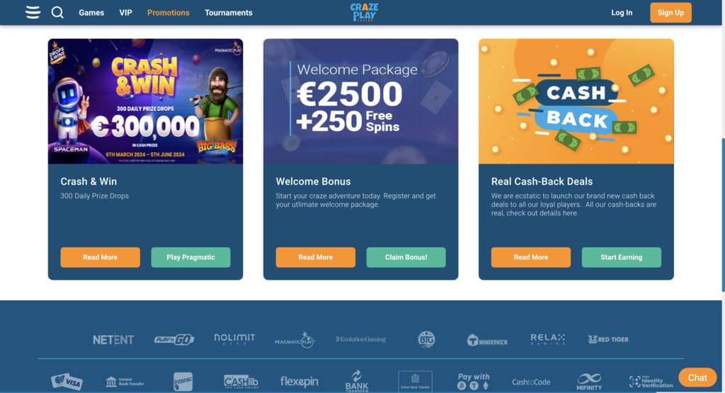 CrazePlay Casino Bonuses