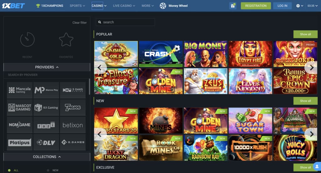 1xBet Casino Games