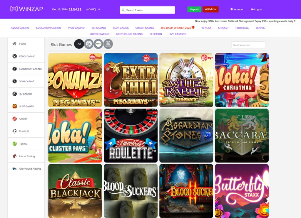 Winzap Casino Games