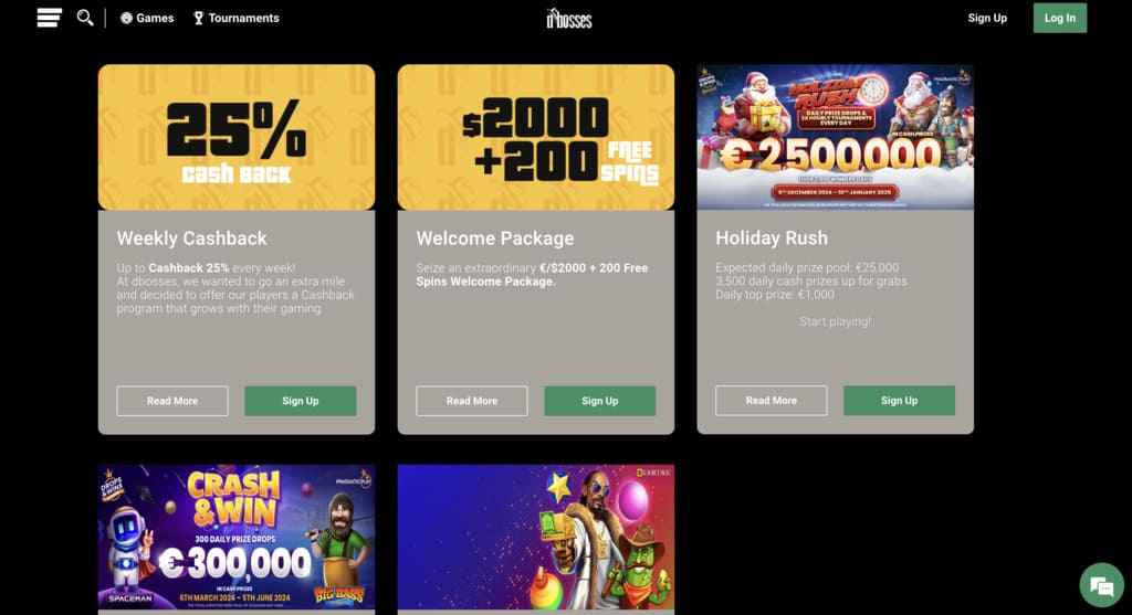 Dbosses Casino Bonuses