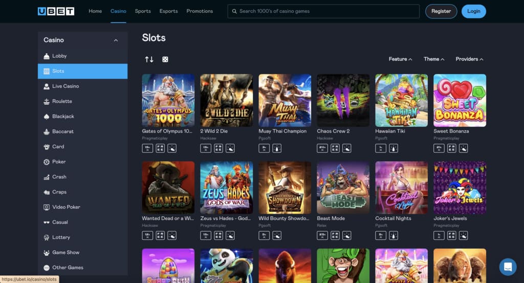 Ubet.io Casino Games