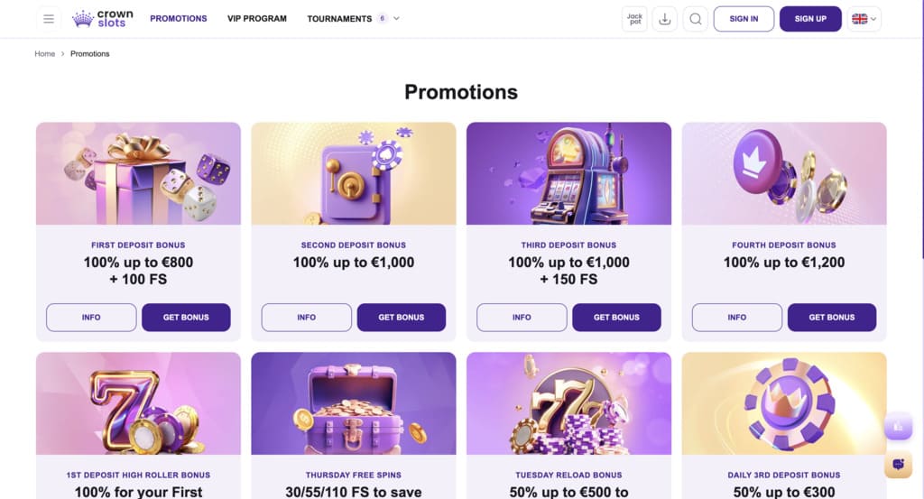 CrownSlots Casino Bonuses