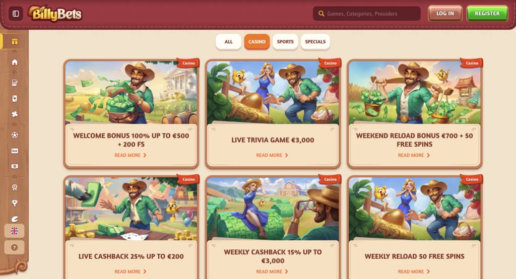 BillyBets Casino Bonuses