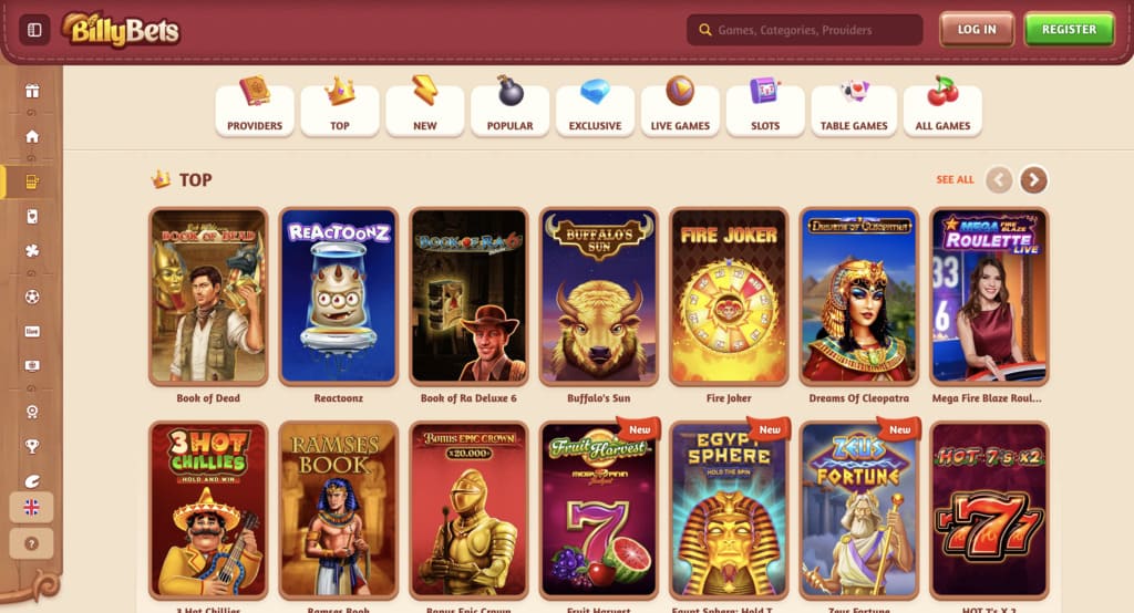 BillyBets Casino Games