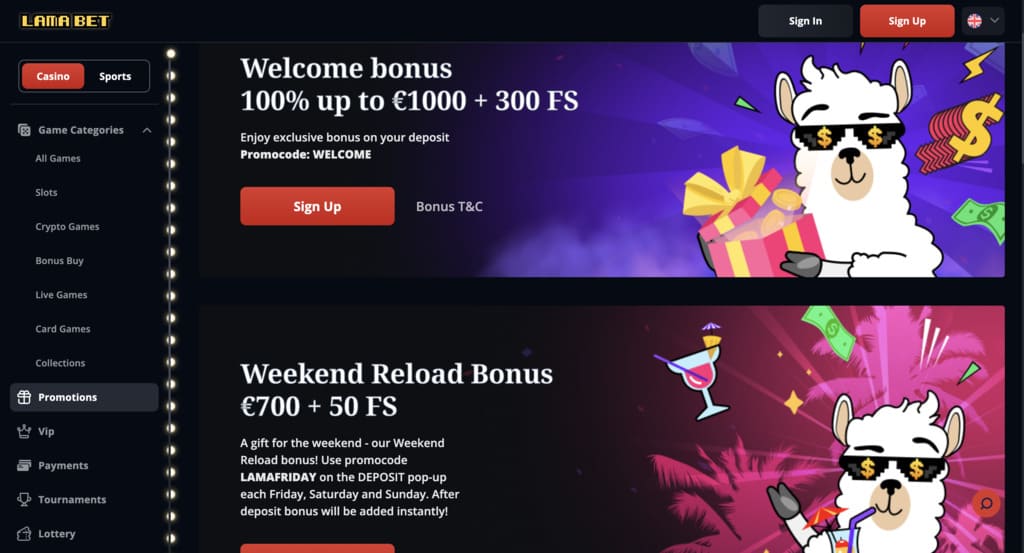 Lamabet Casino Bonuses