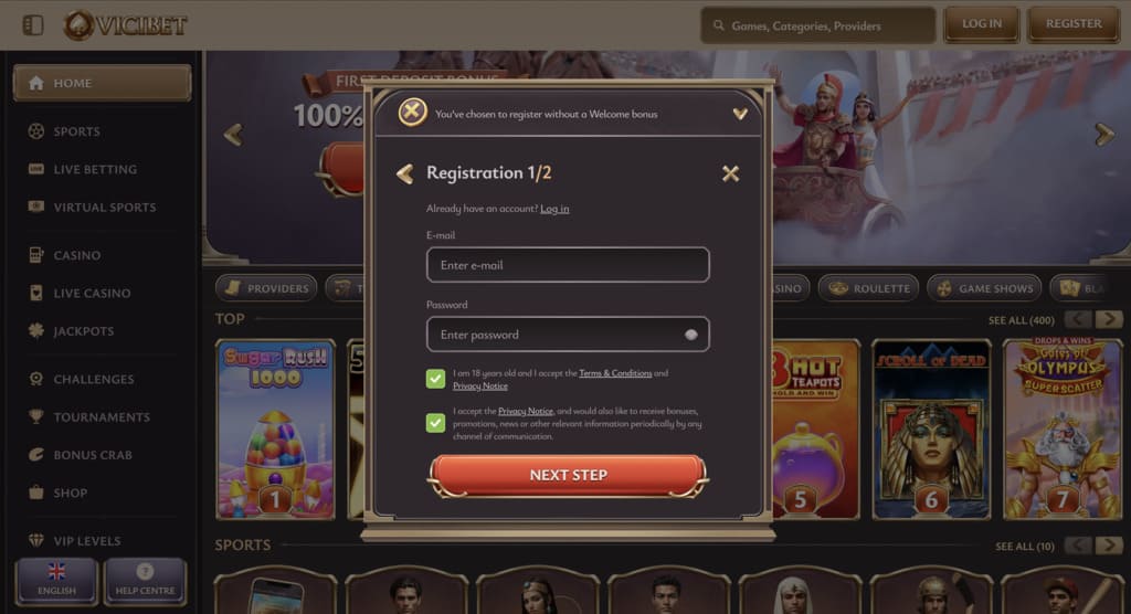 ViciBet Sign Up