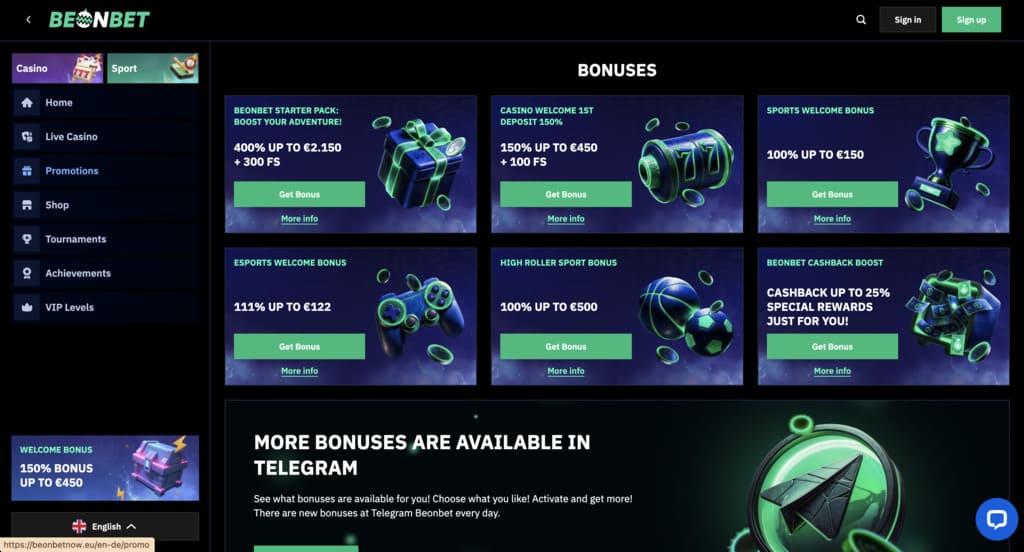 BeonBet Casino Bonuses