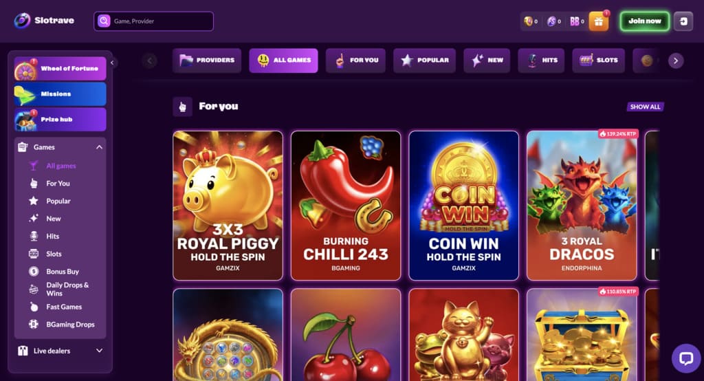 SlotRave Casino Games