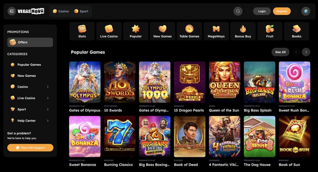 Vegas Nova Casino Games